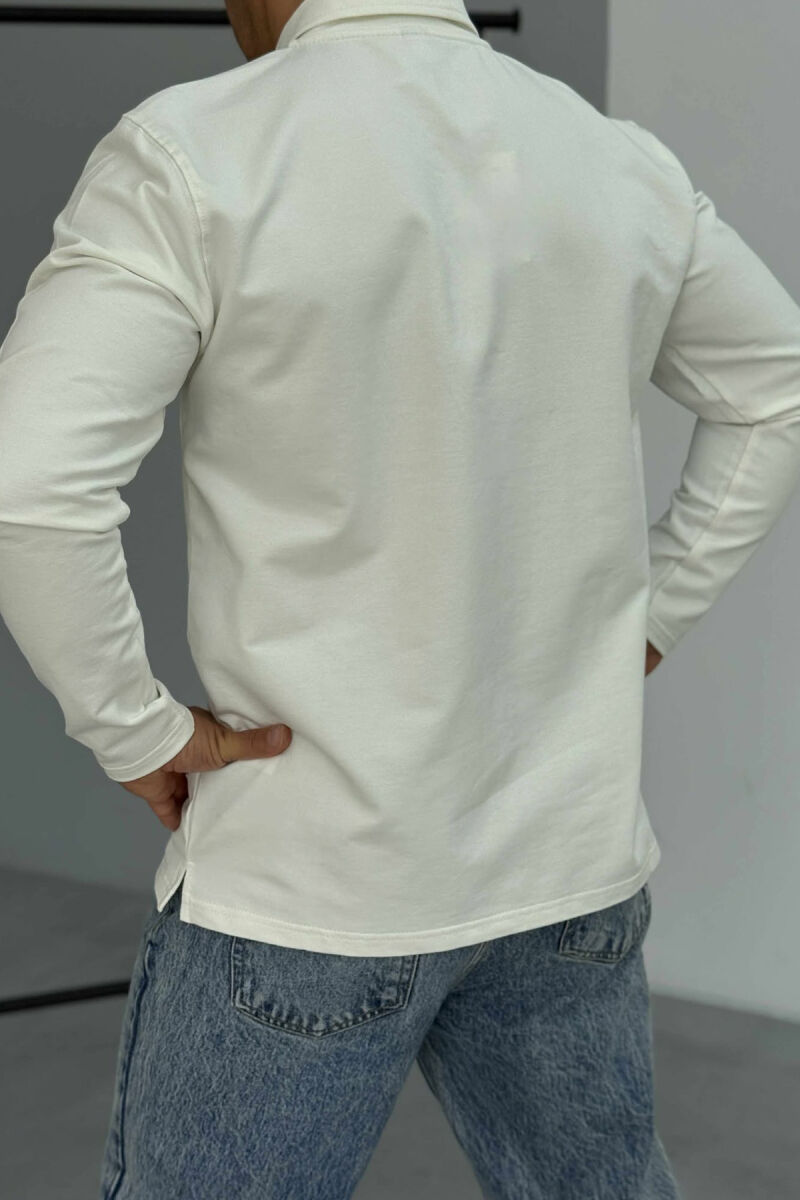 POLO NECK BUTTONS SIMPLE MEN SWEATSHIRT WHITE-E BARDHE - 3