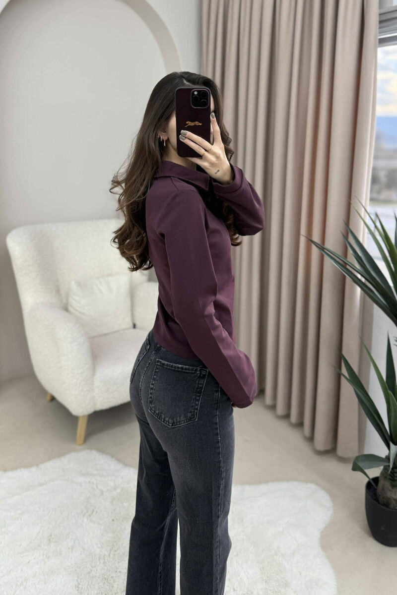 POLO NECK BUTTONS WOMEN SWEATSHIRT DARK BURGUNDY/VISHNJE E ERRET - 4