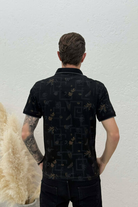 POLO NECK DESIGNED MEN T SHIRT BLACK/ E ZEZE - 2