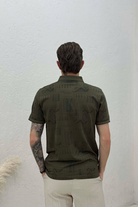 POLO NECK DESIGNED MEN T-SHIRT GREEN/JESHILE - 4