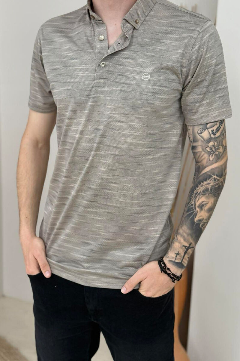 POLO NECK DESIGNED MEN T-SHIRT GREY/GRI - 2