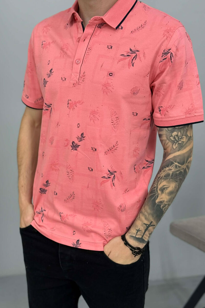 POLO NECK DESIGNED MEN T SHIRT PINK/ROZE - 2