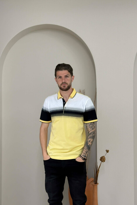 POLO NECK MEN T-SHIRT YELLOW/E VERDHE - KLAUDIO FASHION