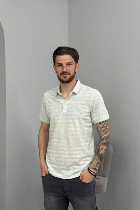 POLO NECK ONE COLOR MEN T-SHIRT MINT/MENTE - KLAUDIO FASHION