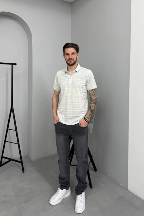 POLO NECK ONE COLOR MEN T-SHIRT MINT/MENTE - 4