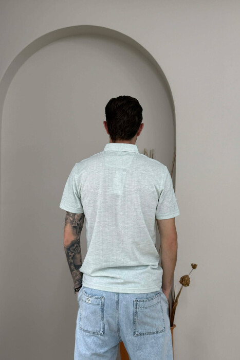 POLO NECK ONE COLOR MEN T-SHIRT MINT/MENTE - 4