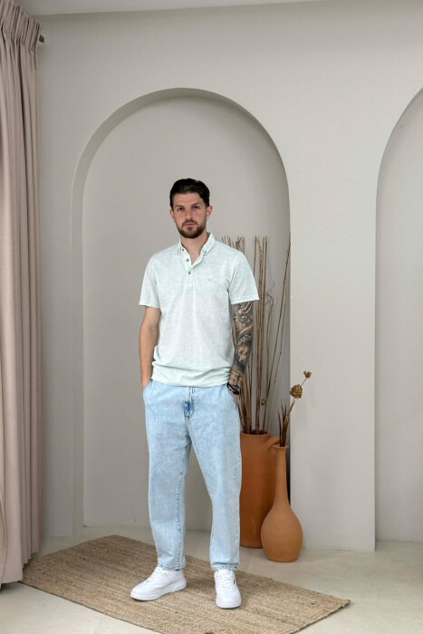 POLO NECK ONE COLOR MEN T-SHIRT MINT/MENTE - 5