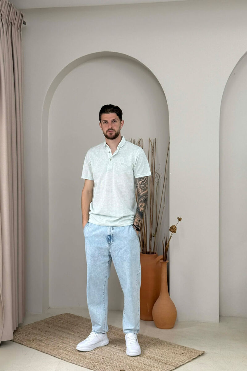 POLO NECK ONE COLOR MEN T-SHIRT MINT/MENTE - 5