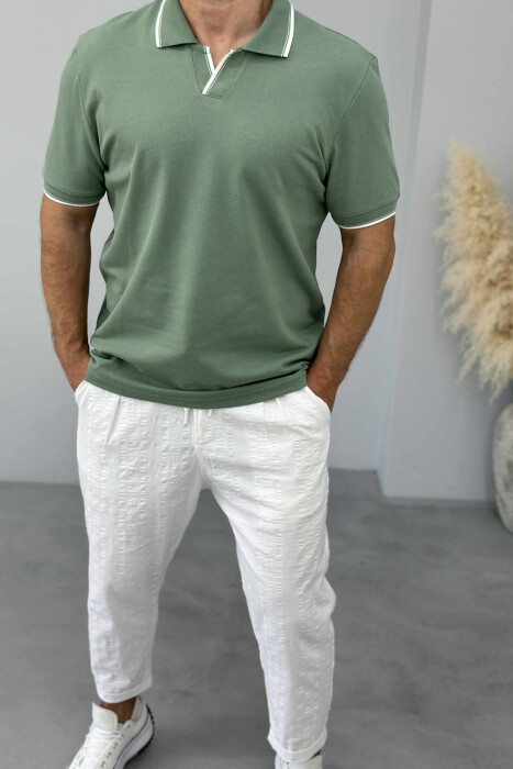 POLO NECK ONE COLOR MEN T-SHIRT MINT/MENTE - 2