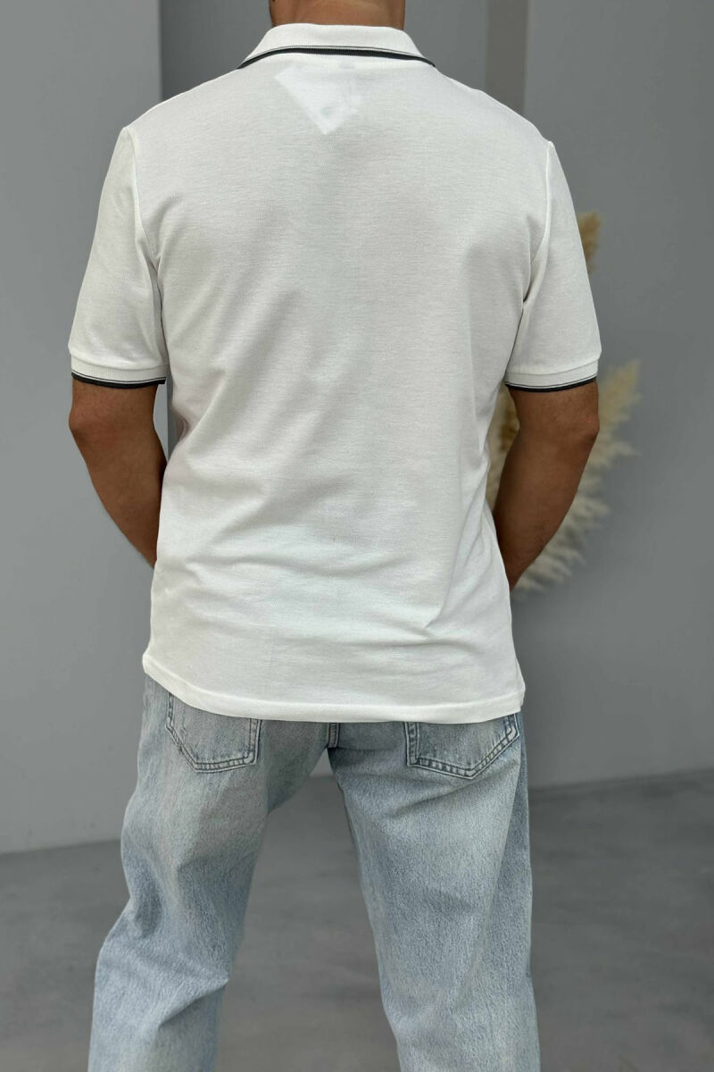 POLO NECK ONE COLOR MEN T-SHIRT WHITE-E BARDHE - 4