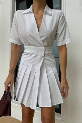 POLO NECK ONE COLOR WOMAN DRESS WHITE-E BARDHE 