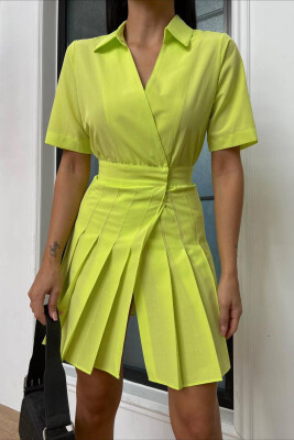 POLO NECK ONE COLOR WOMAN DRESS YELLOW/E VERDHE 