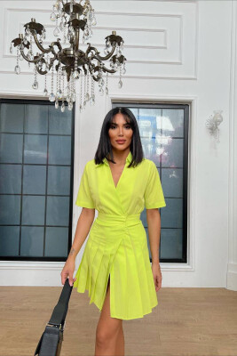 POLO NECK ONE COLOR WOMAN DRESS YELLOW/E VERDHE - 2