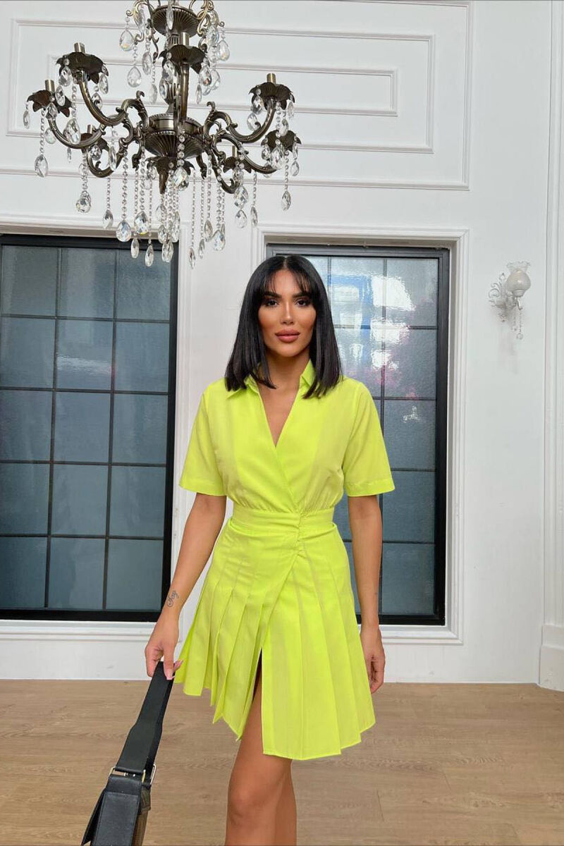 POLO NECK ONE COLOR WOMAN DRESS YELLOW/E VERDHE - 2