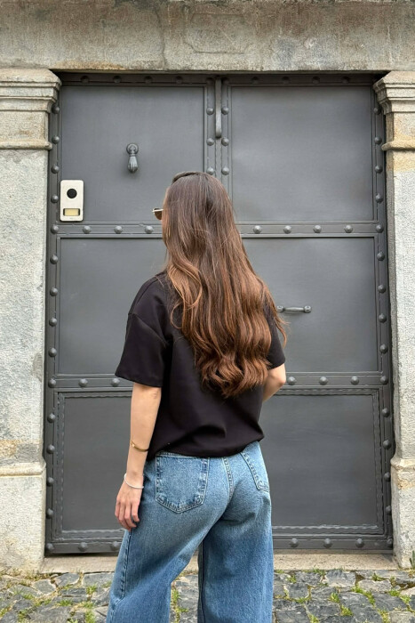 POLO NECK ONE COLOR WOMAN T-SHIRT BLACK/ E ZEZE - 3