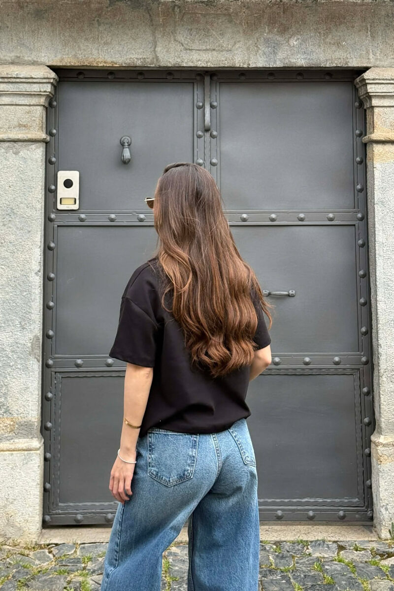 POLO NECK ONE COLOR WOMAN T-SHIRT BLACK/ E ZEZE - 3