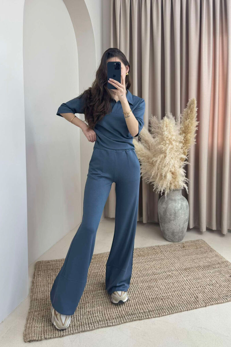 POLO NECK SHIRT+TROUSERS ONE COLOR WOMEN SET DARK GREY/GEE - 2