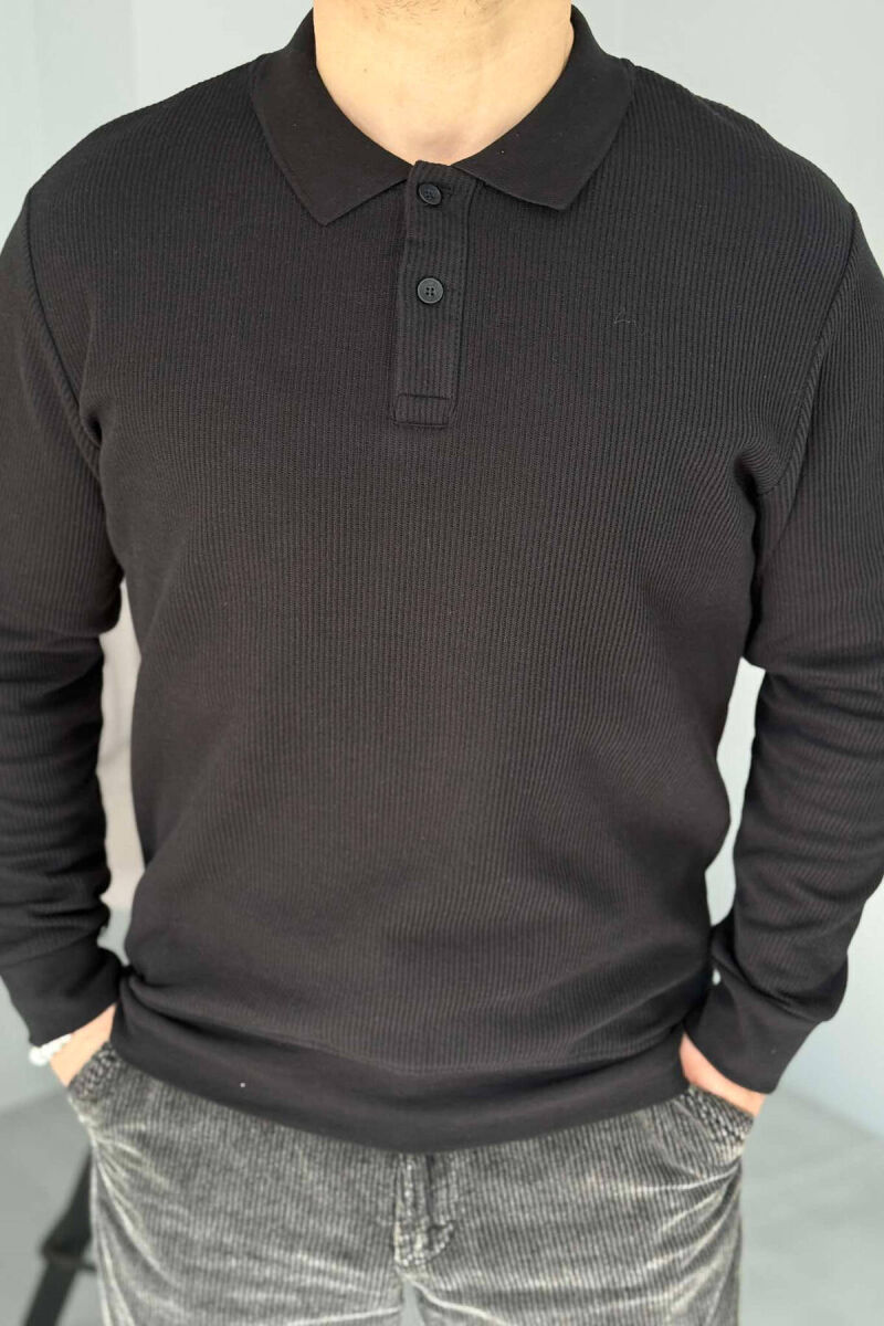 POLO NECK SIMPLE MEN SWEATSHIRT BLACK/ E ZEZE - 1