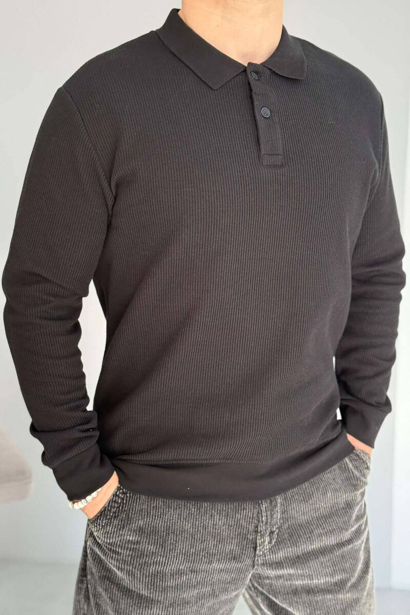 POLO NECK SIMPLE MEN SWEATSHIRT BLACK/ E ZEZE - 3