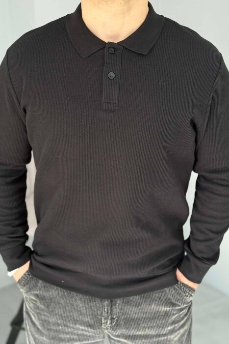 POLO NECK SIMPLE MEN SWEATSHIRT BLACK/ E ZEZE 