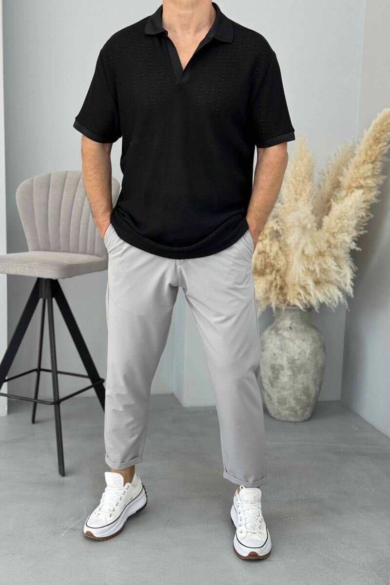 POLO NECK SIMPLE MEN T-SHIRT BLACK/ E ZEZE - 1