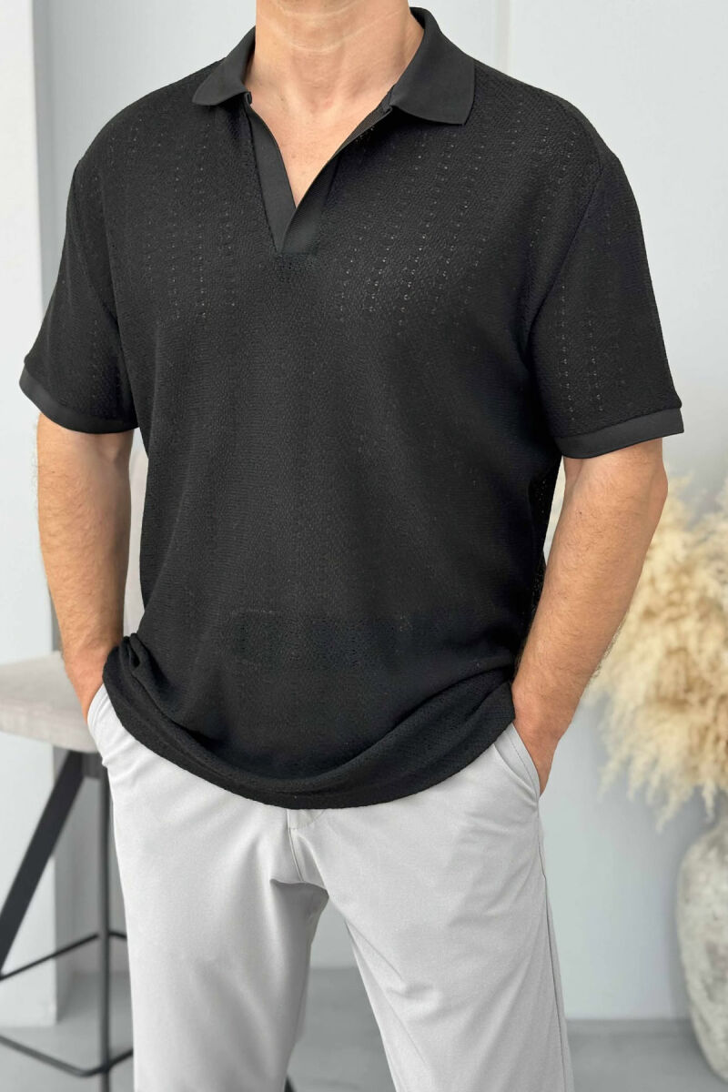 POLO NECK SIMPLE MEN T-SHIRT BLACK/ E ZEZE - 2