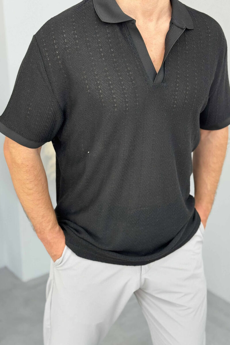 POLO NECK SIMPLE MEN T-SHIRT BLACK/ E ZEZE - 3