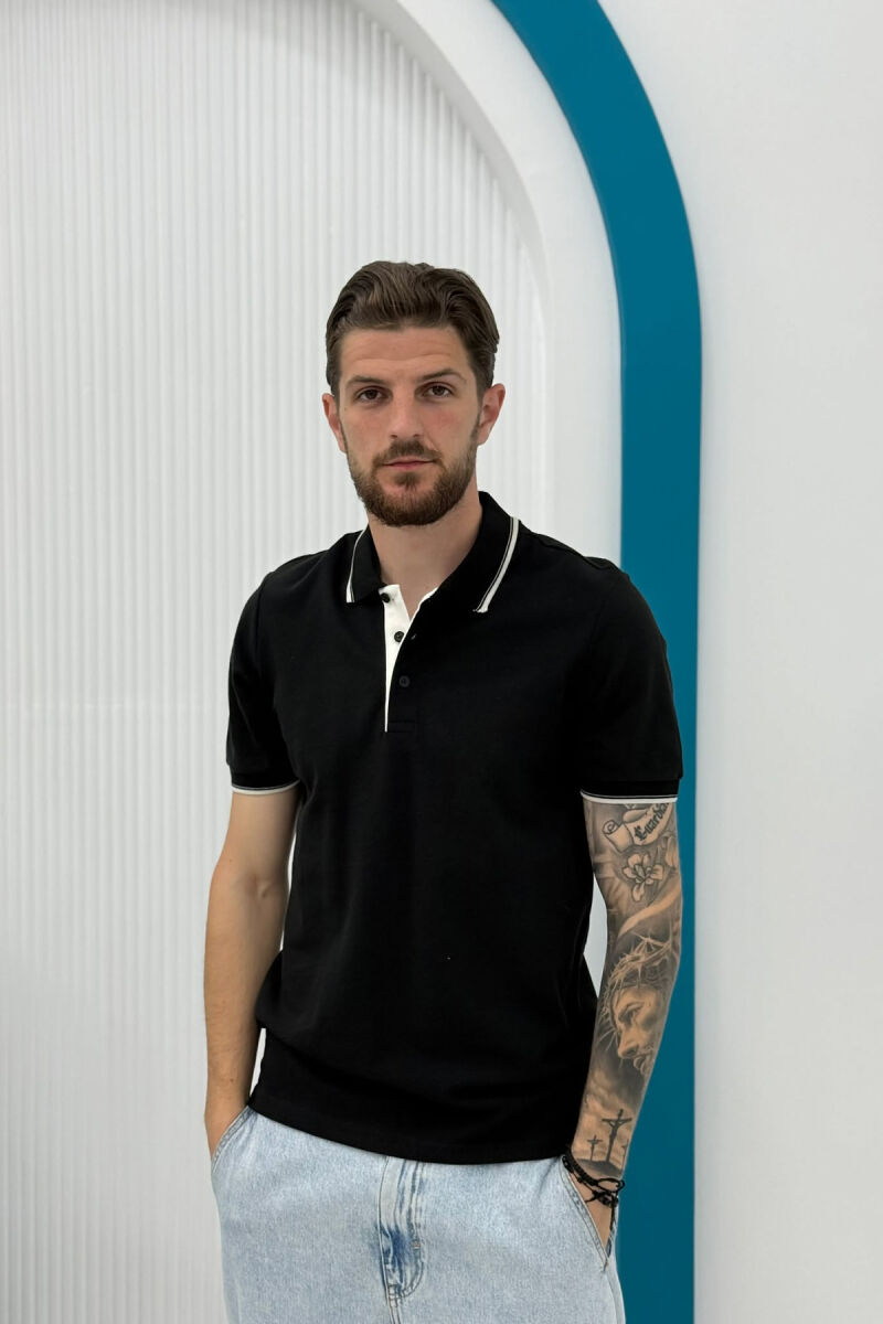 POLO NECK SIMPLE MEN T-SHIRT BLACK/ E ZEZE - 1