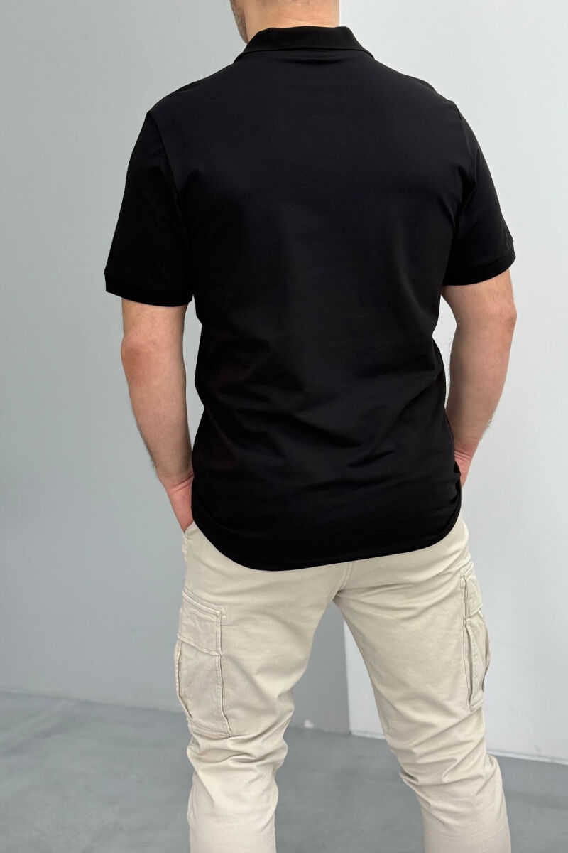 POLO NECK SIMPLE MEN T-SHIRT BLACK/ E ZEZE - 3