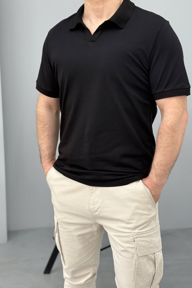 POLO NECK SIMPLE MEN T-SHIRT BLACK/ E ZEZE - 4