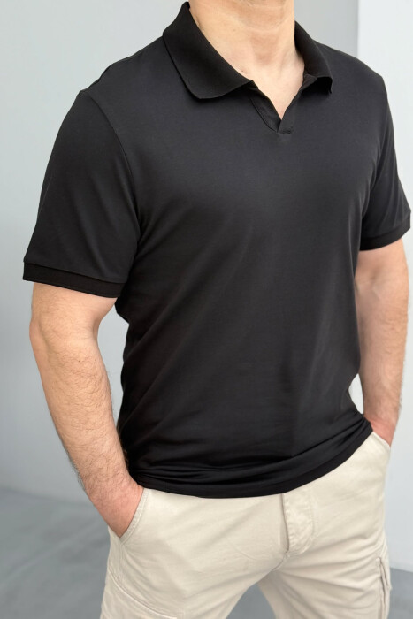 T-SHIRT E THJESHTË PËR MESHKUJ NË NGJYRË TË ZEZË - KLAUDIO FASHION