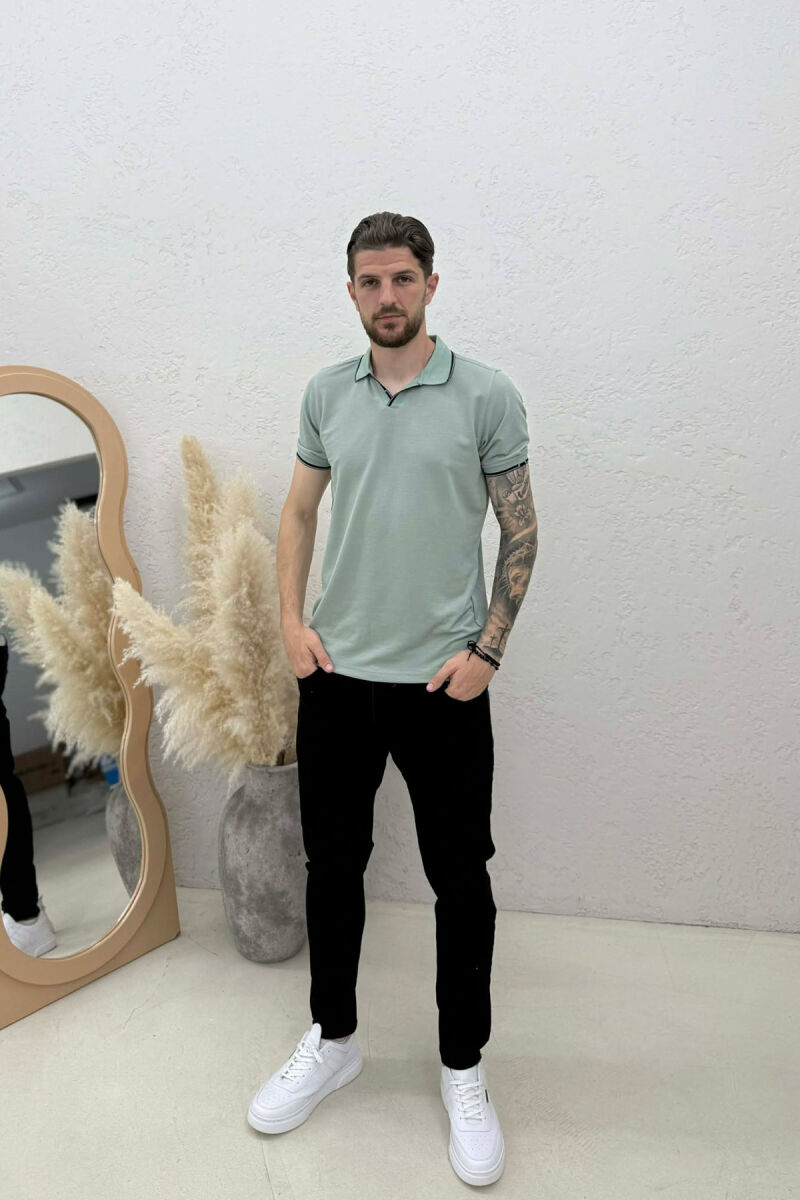 POLO NECK SIMPLE MEN T-SHIRT MINT/MENTE - 3
