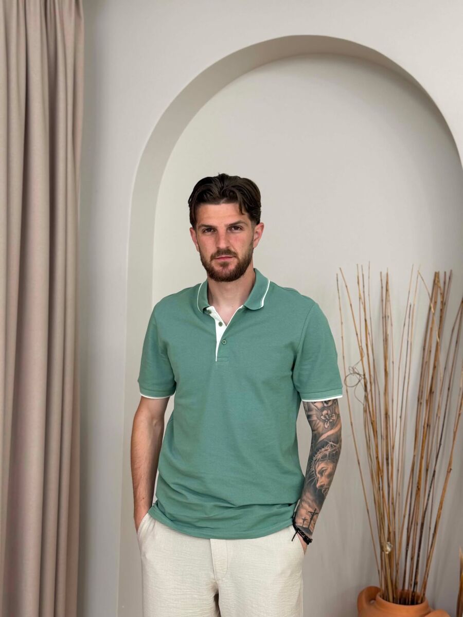 POLO NECK SIMPLE MEN T-SHIRT MINT/MENTE - 1