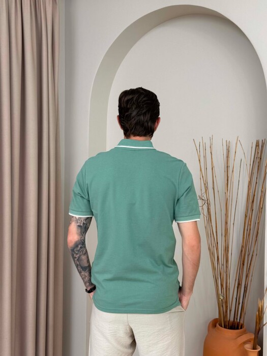 POLO NECK SIMPLE MEN T-SHIRT MINT/MENTE - 2