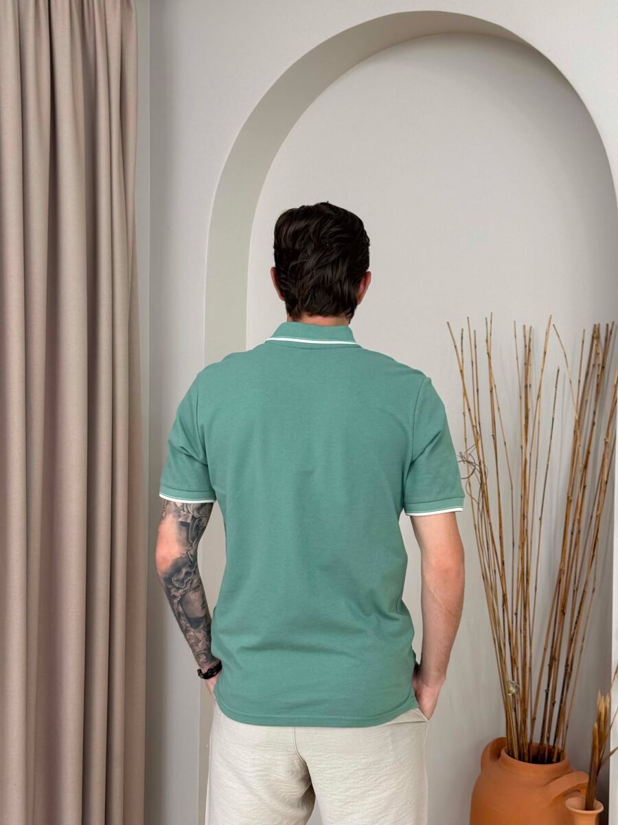 POLO NECK SIMPLE MEN T-SHIRT MINT/MENTE - 2