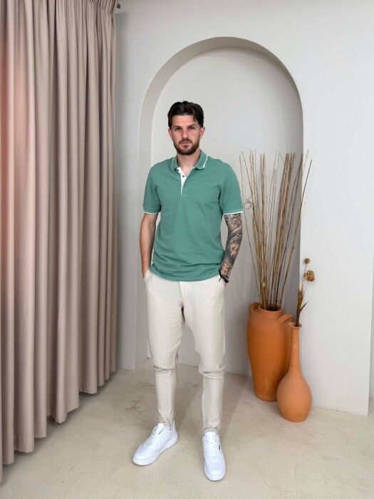 POLO NECK SIMPLE MEN T-SHIRT MINT/MENTE - 3