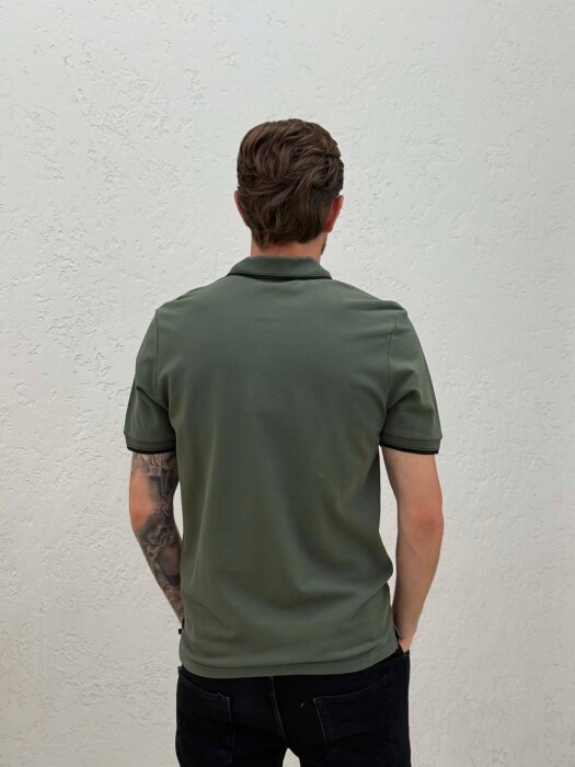 POLO NECK SIMPLE MEN T-SHIRT OLIVE/ULLI - 2