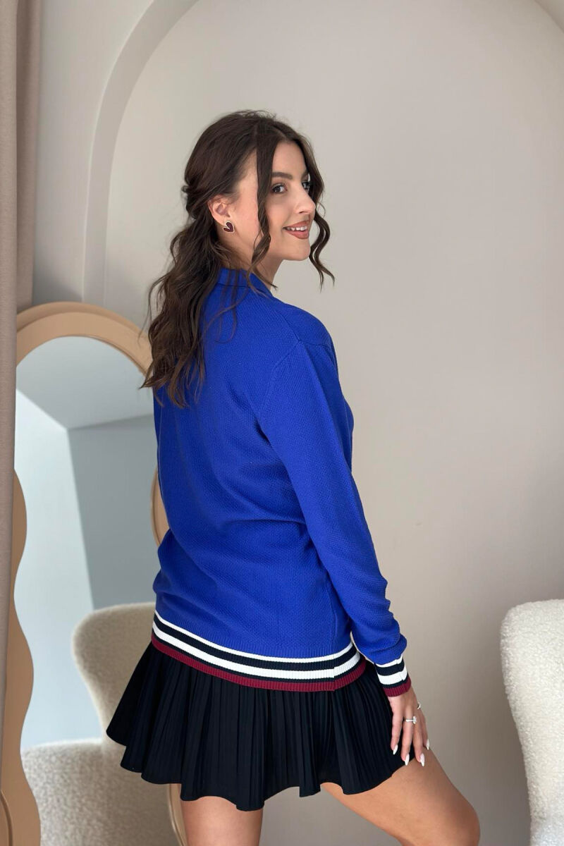 POLO NECK SIMPLE WOMEN SWEATER BLUE/BLU - 5