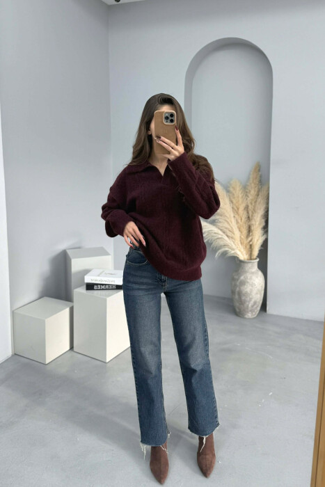 TRIKO E THJESHTE ME JAKE POLO PER FEMRA NE NGJYRE VISHNJE TE ERRET - KLAUDIO FASHION