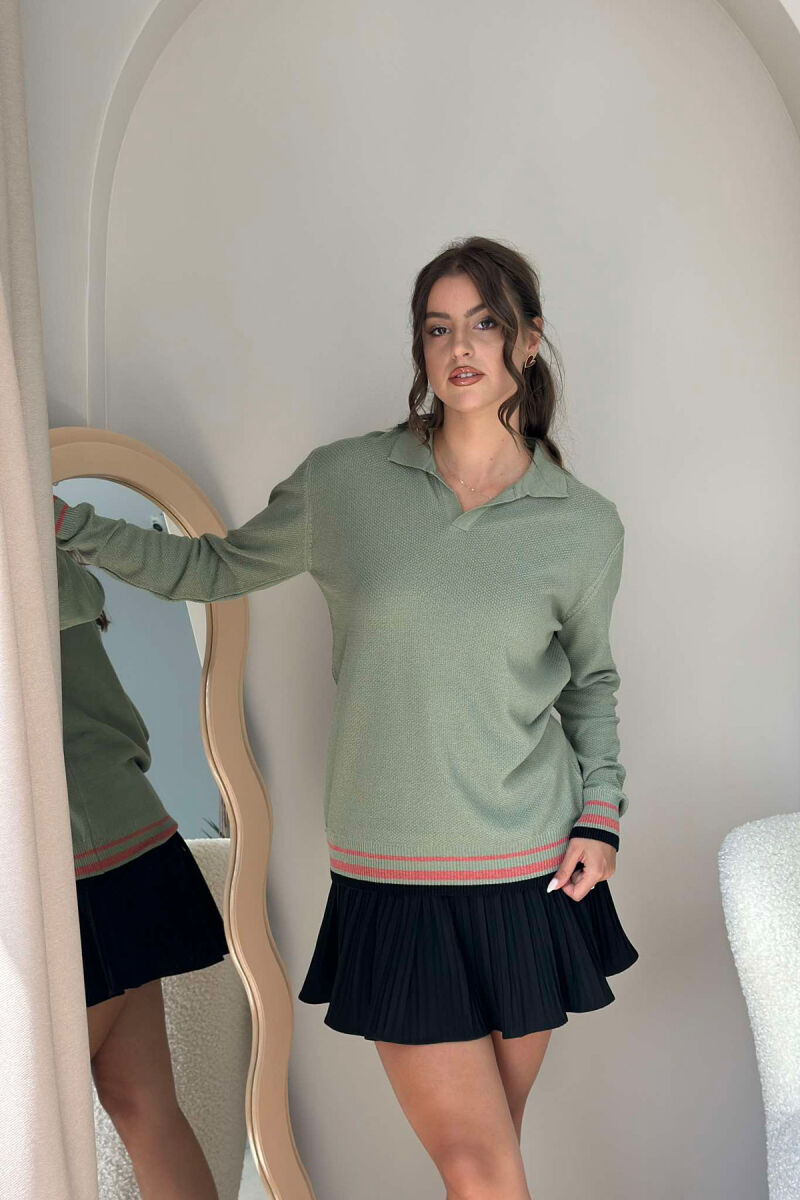 POLO NECK SIMPLE WOMEN SWEATER OLIVE/ULLI - 3