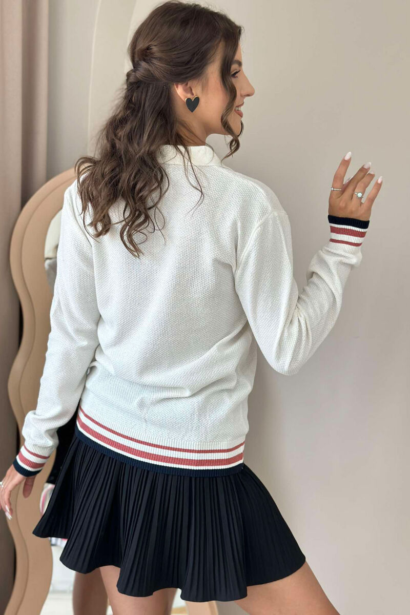 POLO NECK SIMPLE WOMEN SWEATER WHITE-E BARDHE - 2