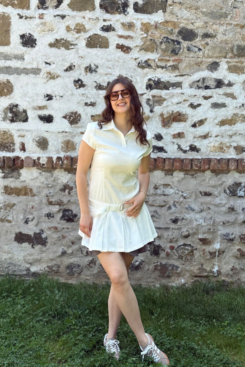 POLO NECK SLEEVELESS WOMEN DRESS WHITE-E BARDHE - 2