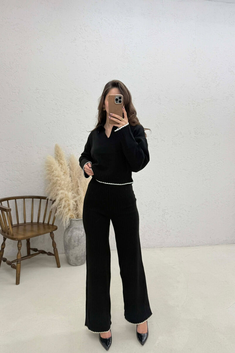 POLO NECK SWEATER+ TROUSERS WOMEN SET BLACK/ E ZEZE - 1