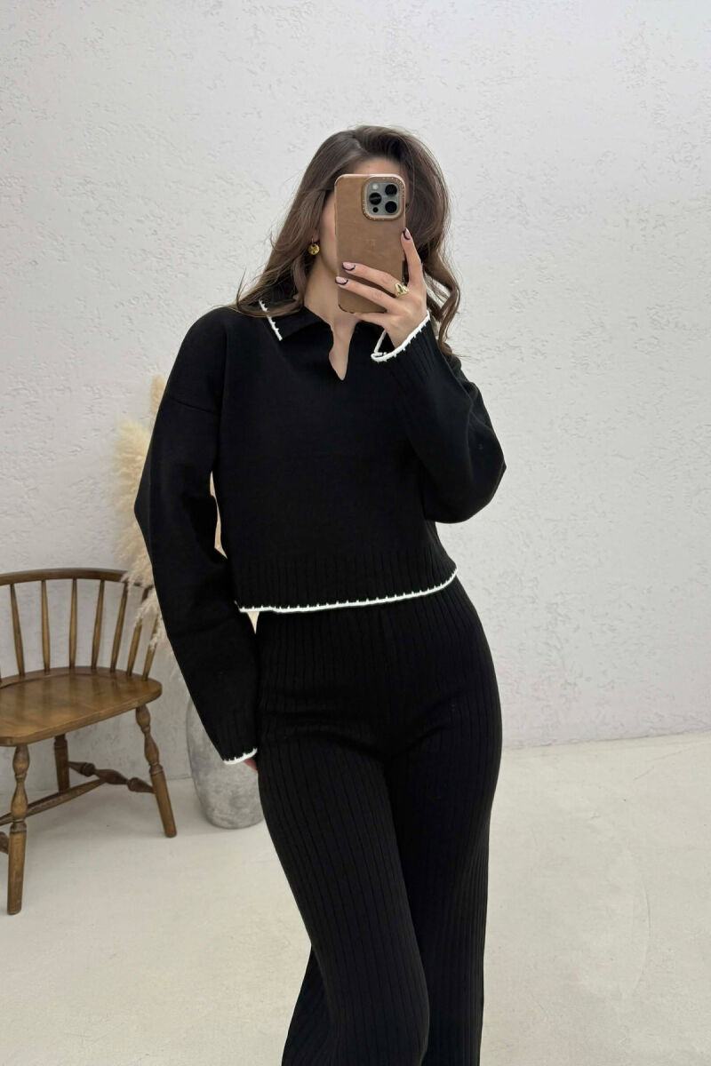 POLO NECK SWEATER+ TROUSERS WOMEN SET BLACK/ E ZEZE - 3