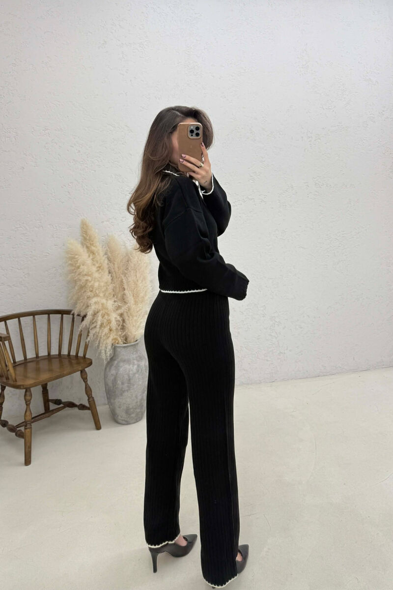 POLO NECK SWEATER+ TROUSERS WOMEN SET BLACK/ E ZEZE - 4