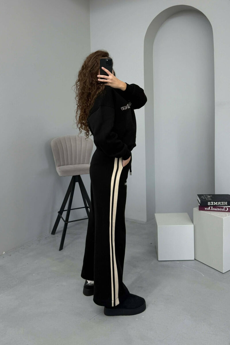 POLO NECK SWEATSHIRT+SWEATPANTS FLUFFY WOMEN SET BLACK/ E ZEZE - 3