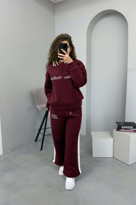 SET ME PUSH BLUZË ME JAKË POLO+TUTA PËR FEMRA NË NGJYRË VISHNJË - KLAUDIO FASHION