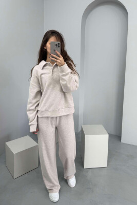 POLO NECK SWEATSHIRT+SWEATPANTS WOMEN SET BEIGE/BEZHE 