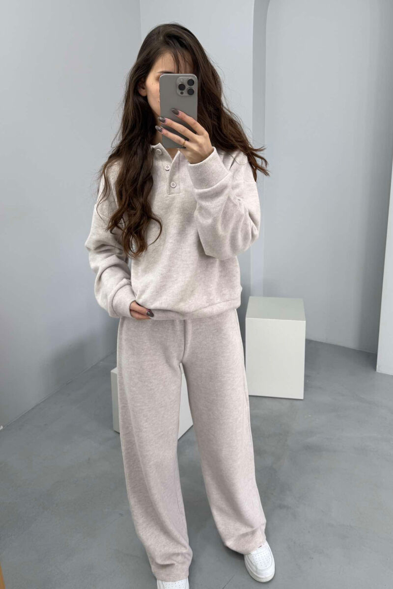 POLO NECK SWEATSHIRT+SWEATPANTS WOMEN SET BEIGE/BEZHE - 4