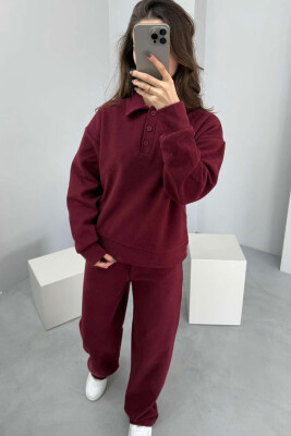 POLO NECK SWEATSHIRT+SWEATPANTS WOMEN SET BURGUNDY/VISHNJE 